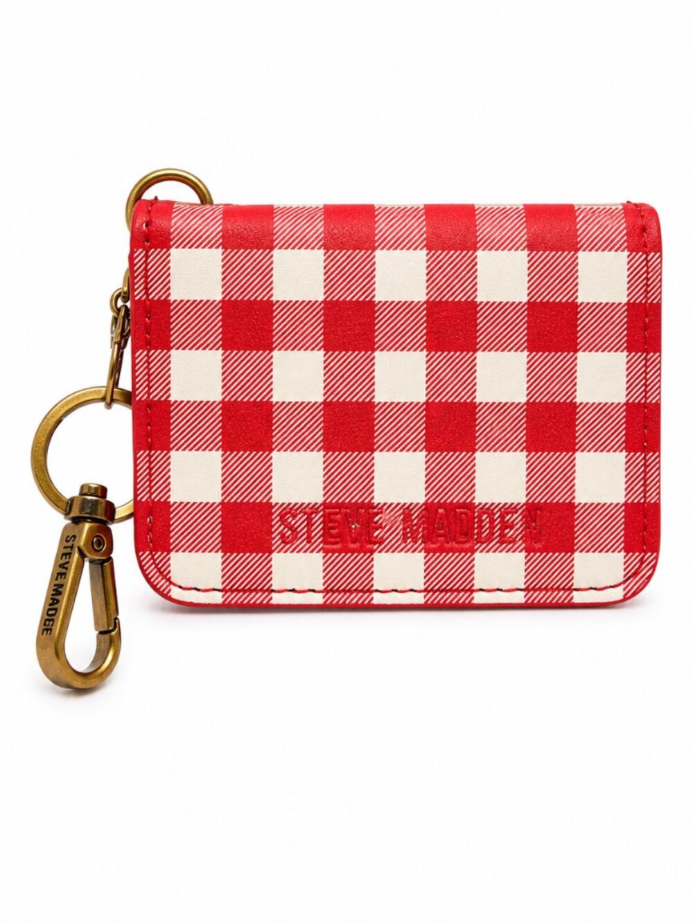 Steve Madden Red Gingham Card Holder Keychain - EUC